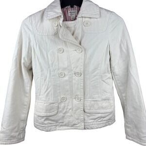 Vintage American Eagle Pea Coat‎ Cream Ivory Jacket Women's Size small